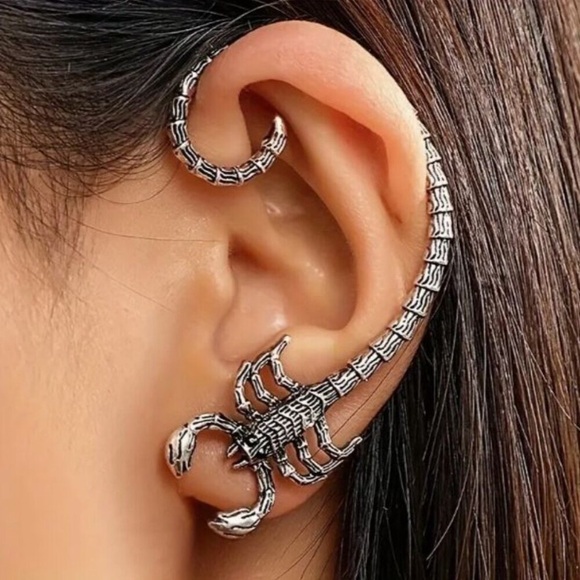Private Label Jewelry - NEW Pewter Scorpion Large Ear Crawler Punk Rocker Earrings